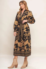 AUTUMN LEAF WOVEN MIDI DRESS - Flying Tomato - Flyclothing LLC