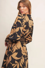 AUTUMN LEAF WOVEN MIDI DRESS - Flying Tomato - Flyclothing LLC