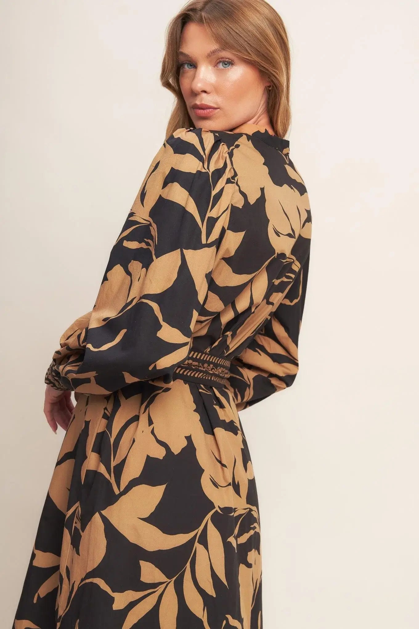 AUTUMN LEAF WOVEN MIDI DRESS - Flying Tomato - Flyclothing LLC