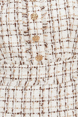 GOLDEN GRID LUXE TWEED MINI DRESS - Flying Tomato - Flyclothing LLC