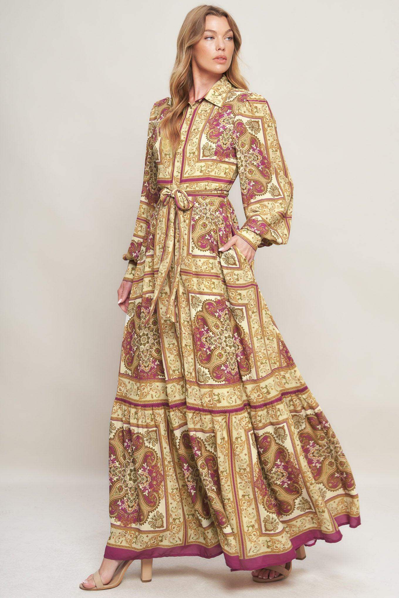 ROYAL BOHO ENERGY WOVEN MAXI DRESS - Flying Tomato - Flyclothing LLC
