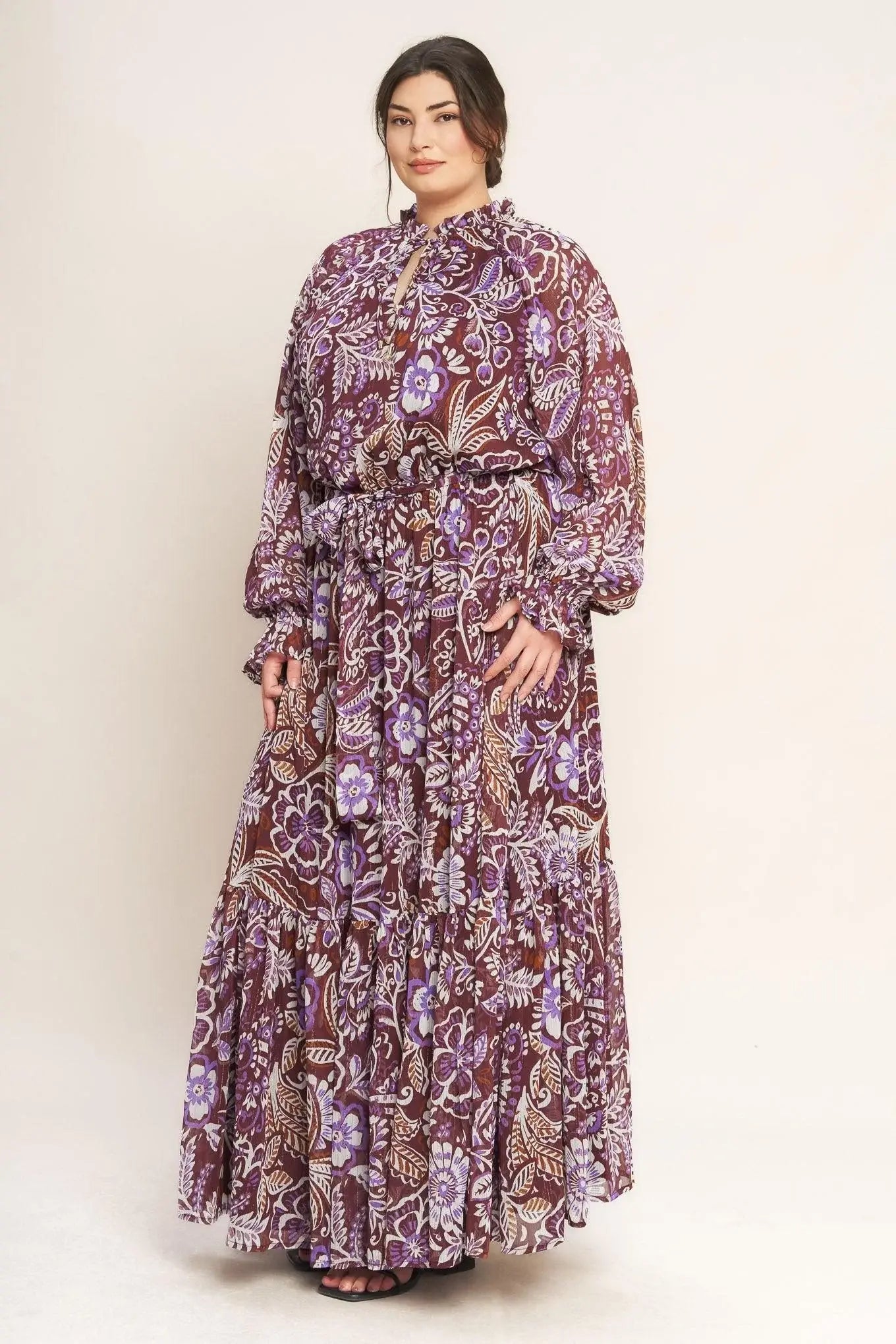 VIOLET BLOSSOM SPIRIT WOVEN MAXI DRESS - Flying Tomato - Flyclothing LLC