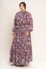 VIOLET BLOSSOM SPIRIT WOVEN MAXI DRESS - Flying Tomato - Flyclothing LLC