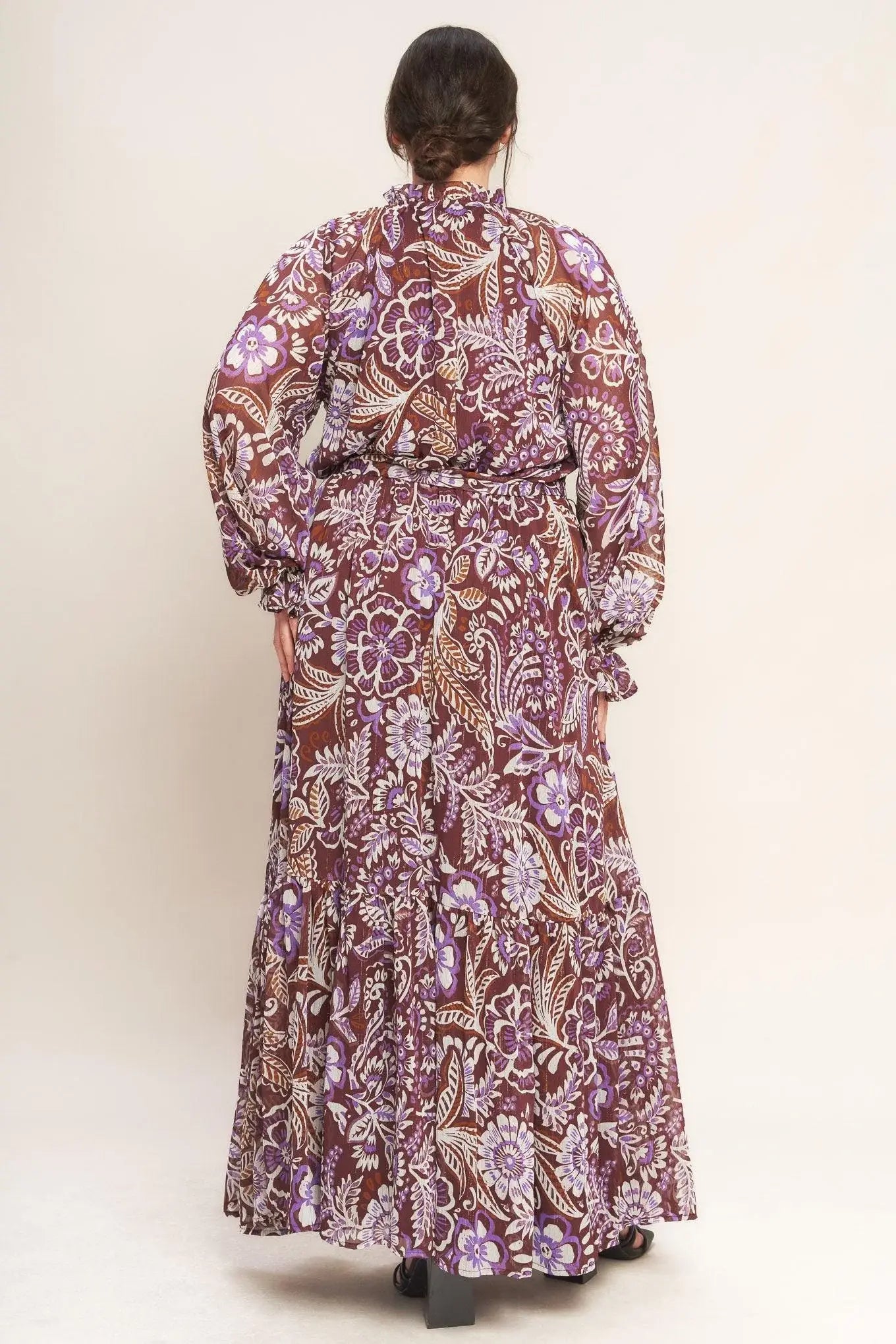 VIOLET BLOSSOM SPIRIT WOVEN MAXI DRESS - Flying Tomato - Flyclothing LLC