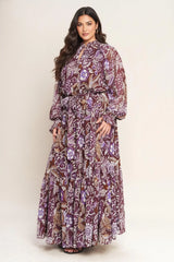 VIOLET BLOSSOM SPIRIT WOVEN MAXI DRESS - Flying Tomato - Flyclothing LLC