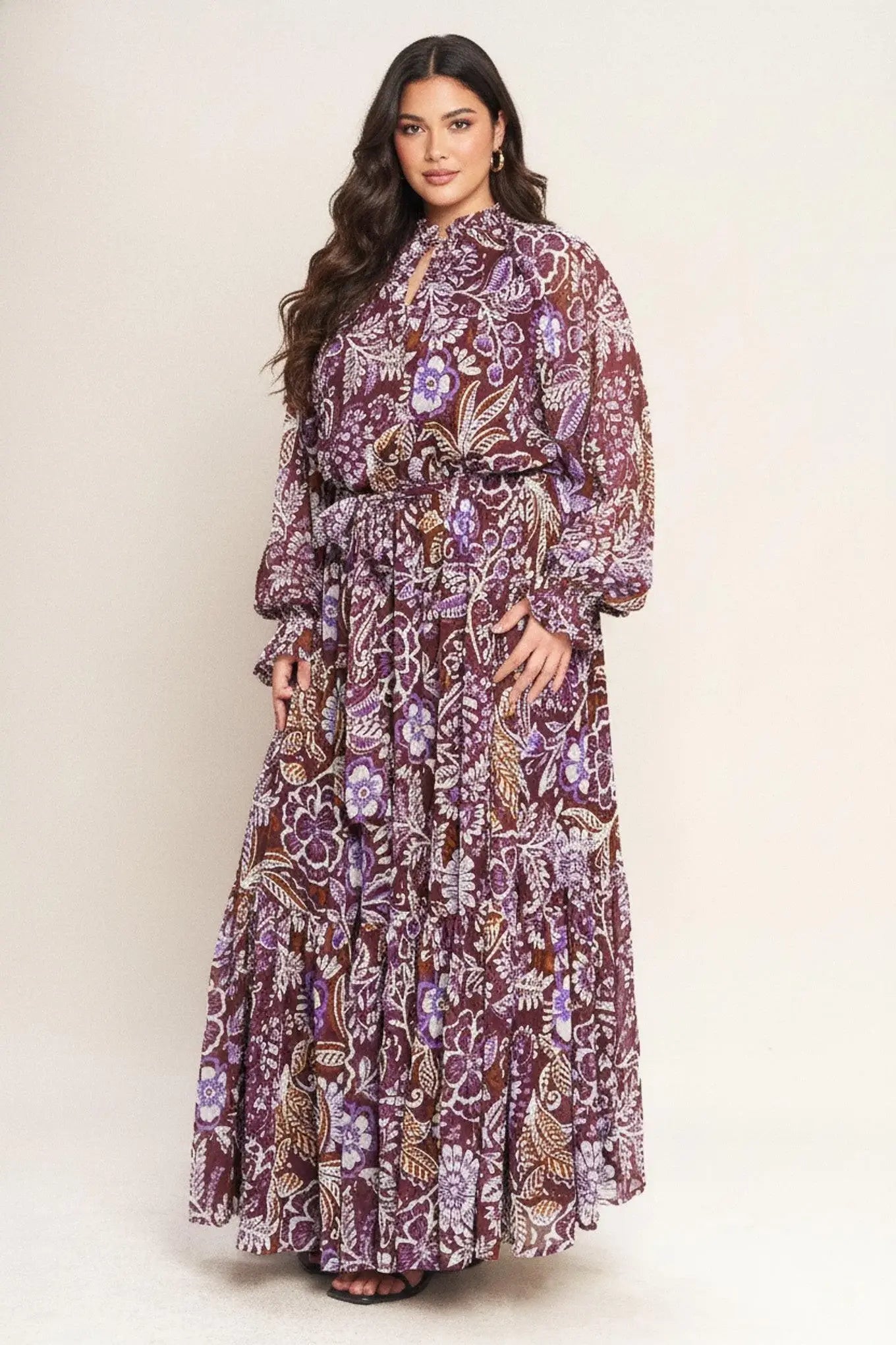 VIOLET BLOSSOM SPIRIT WOVEN MAXI DRESS - Flying Tomato - Flyclothing LLC