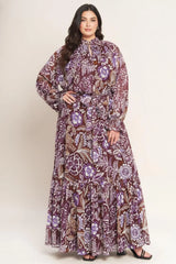VIOLET BLOSSOM SPIRIT WOVEN MAXI DRESS - Flying Tomato - Flyclothing LLC