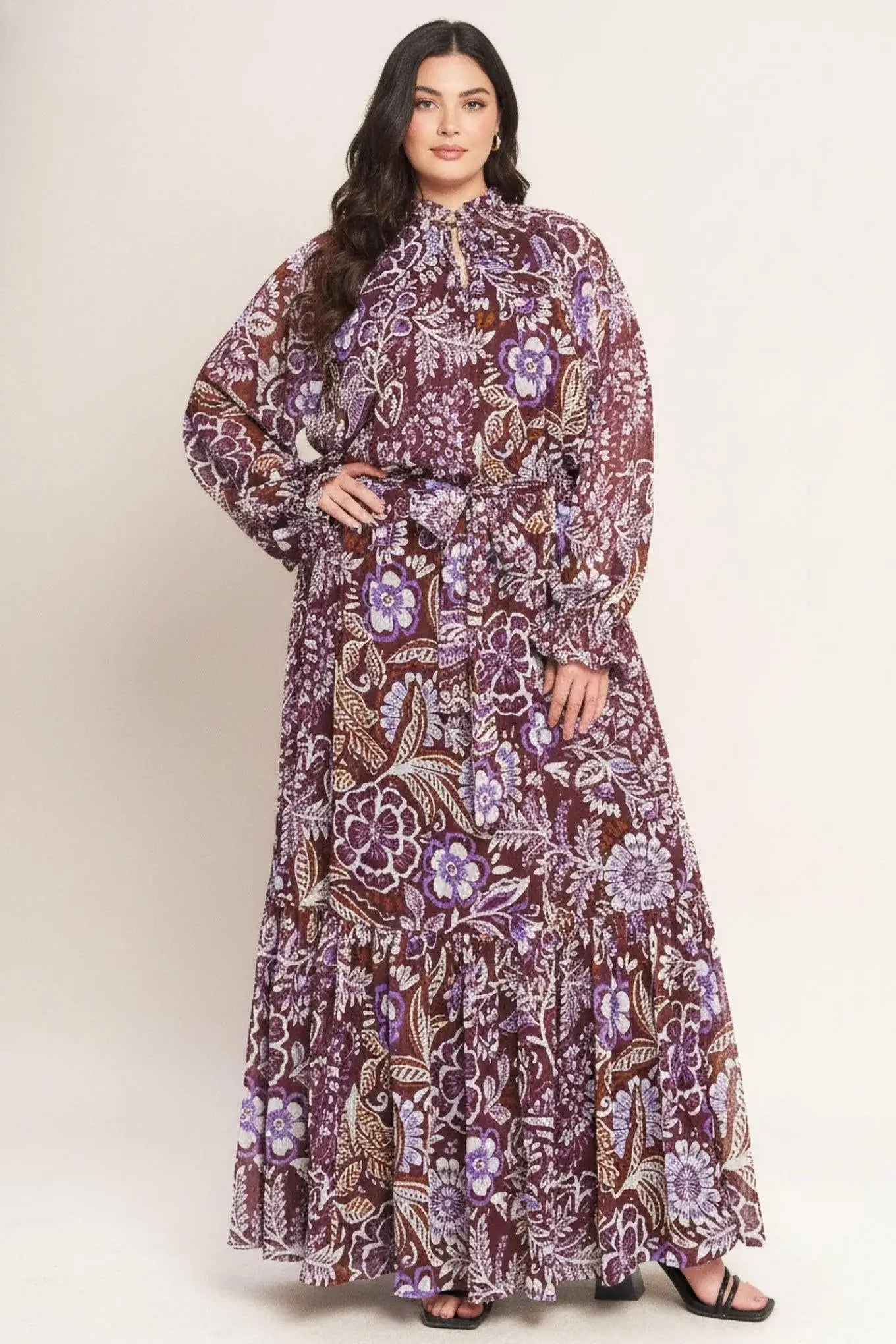 VIOLET BLOSSOM SPIRIT WOVEN MAXI DRESS - Flying Tomato - Flyclothing LLC