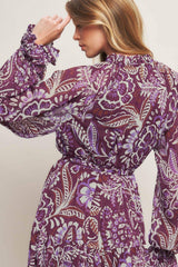 VIOLET BLOSSOM SPIRIT WOVEN MAXI DRESS - Flying Tomato - Flyclothing LLC