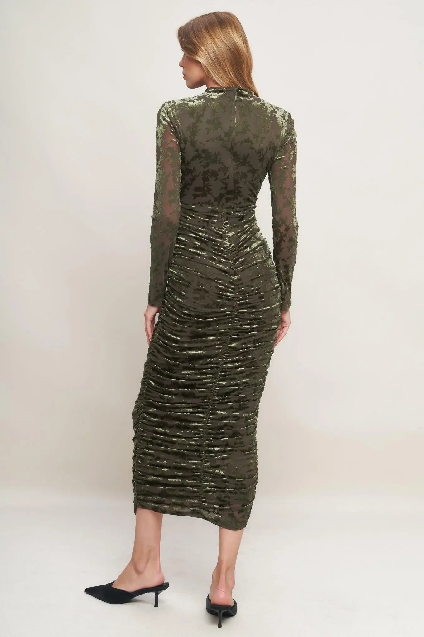 NIGHTSHADE GLAMOUR VELVET MIDI DRESS - Flying Tomato - Flyclothing LLC