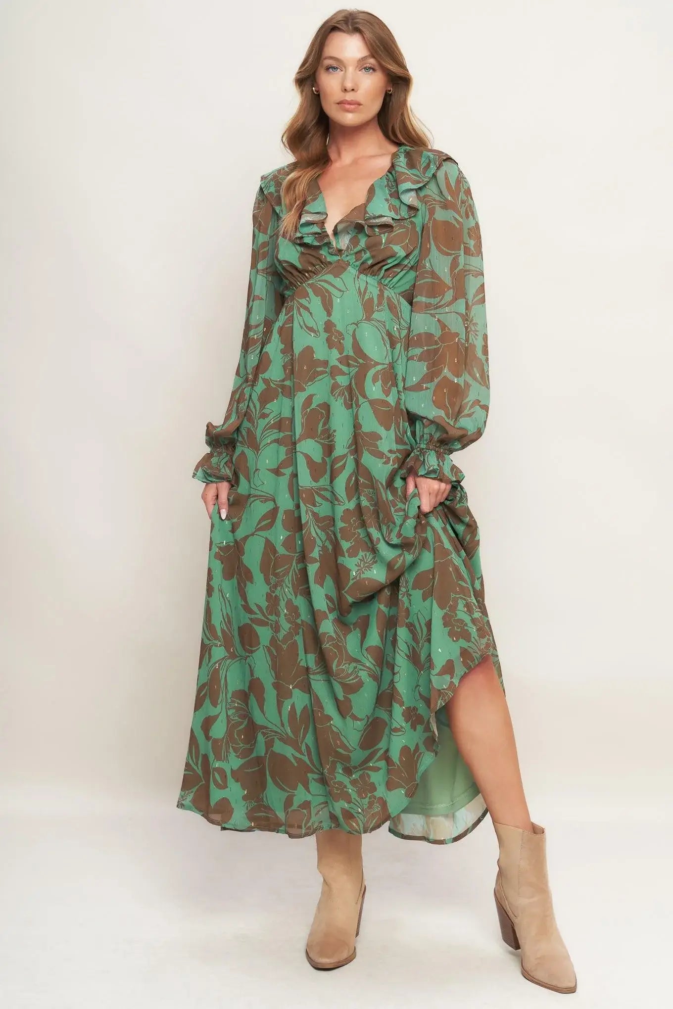 BOTANIC DREAMS WOVEN MAXI DRESS - Flying Tomato - Flyclothing LLC