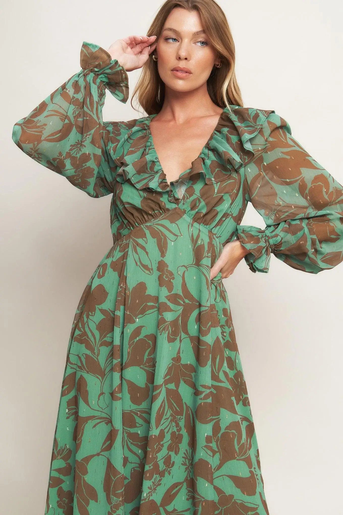 BOTANIC DREAMS WOVEN MAXI DRESS - Flying Tomato - Flyclothing LLC