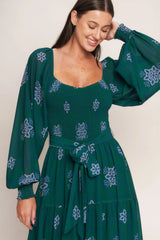 AZURE BOTANIQUE WOVEN MAXI DRESS - Flying Tomato - Flyclothing LLC