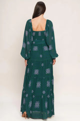 AZURE BOTANIQUE WOVEN MAXI DRESS - Flying Tomato - Flyclothing LLC