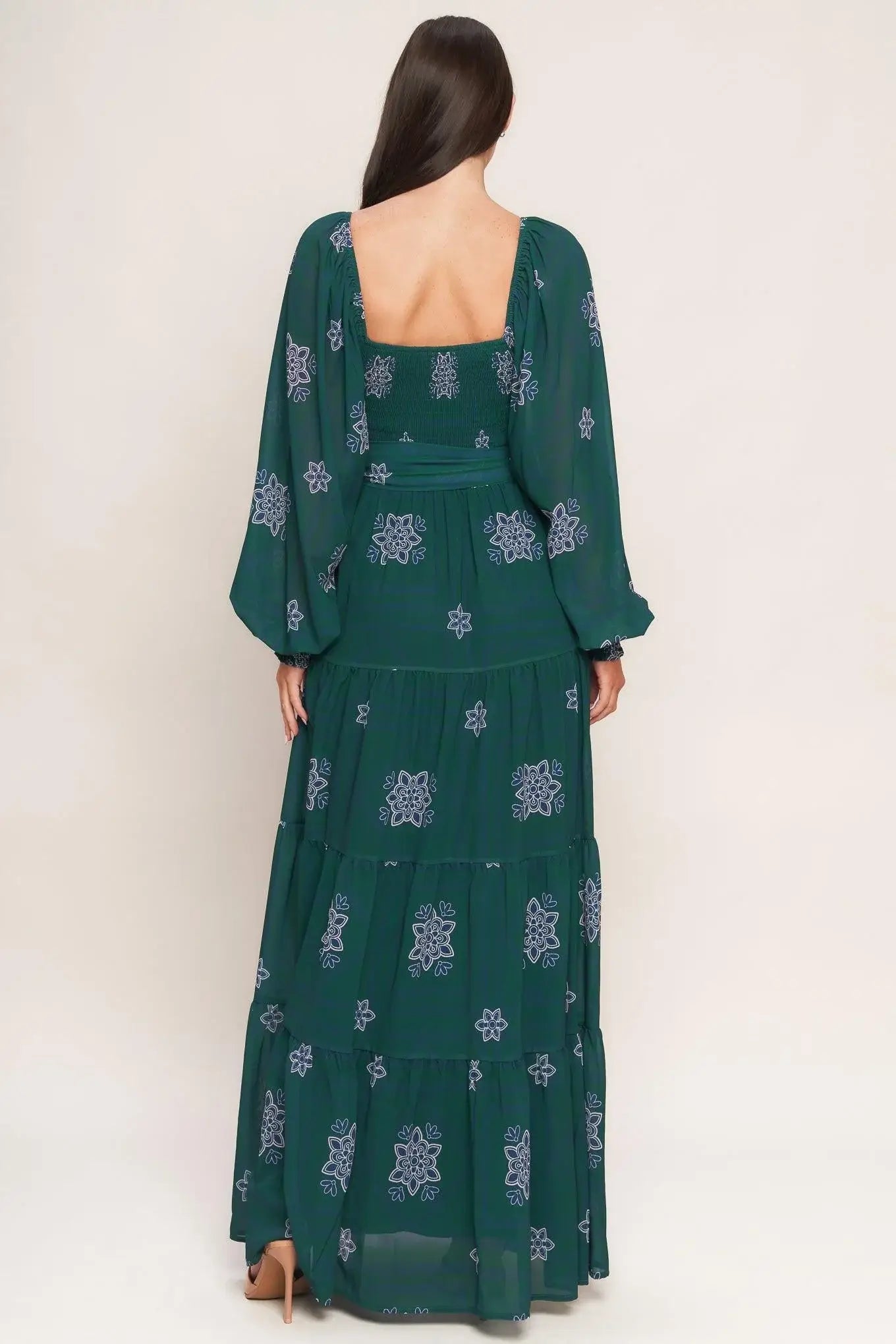 AZURE BOTANIQUE WOVEN MAXI DRESS - Flying Tomato - Flyclothing LLC