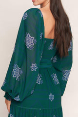 AZURE BOTANIQUE WOVEN MAXI DRESS - Flying Tomato - Flyclothing LLC
