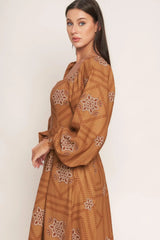SOUTHWEST SQUARES WOVEN MIDI DRESS - Flying Tomato - Flyclothing LLC