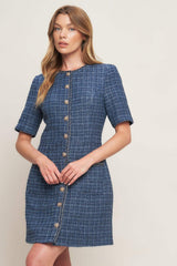 MODERN ICONIC TWEED MINI DRESS - Flying Tomato - Flyclothing LLC