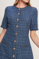 MODERN ICONIC TWEED MINI DRESS - Flying Tomato - Flyclothing LLC