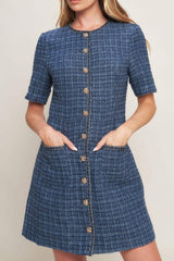 MODERN ICONIC TWEED MINI DRESS - Flying Tomato - Flyclothing LLC