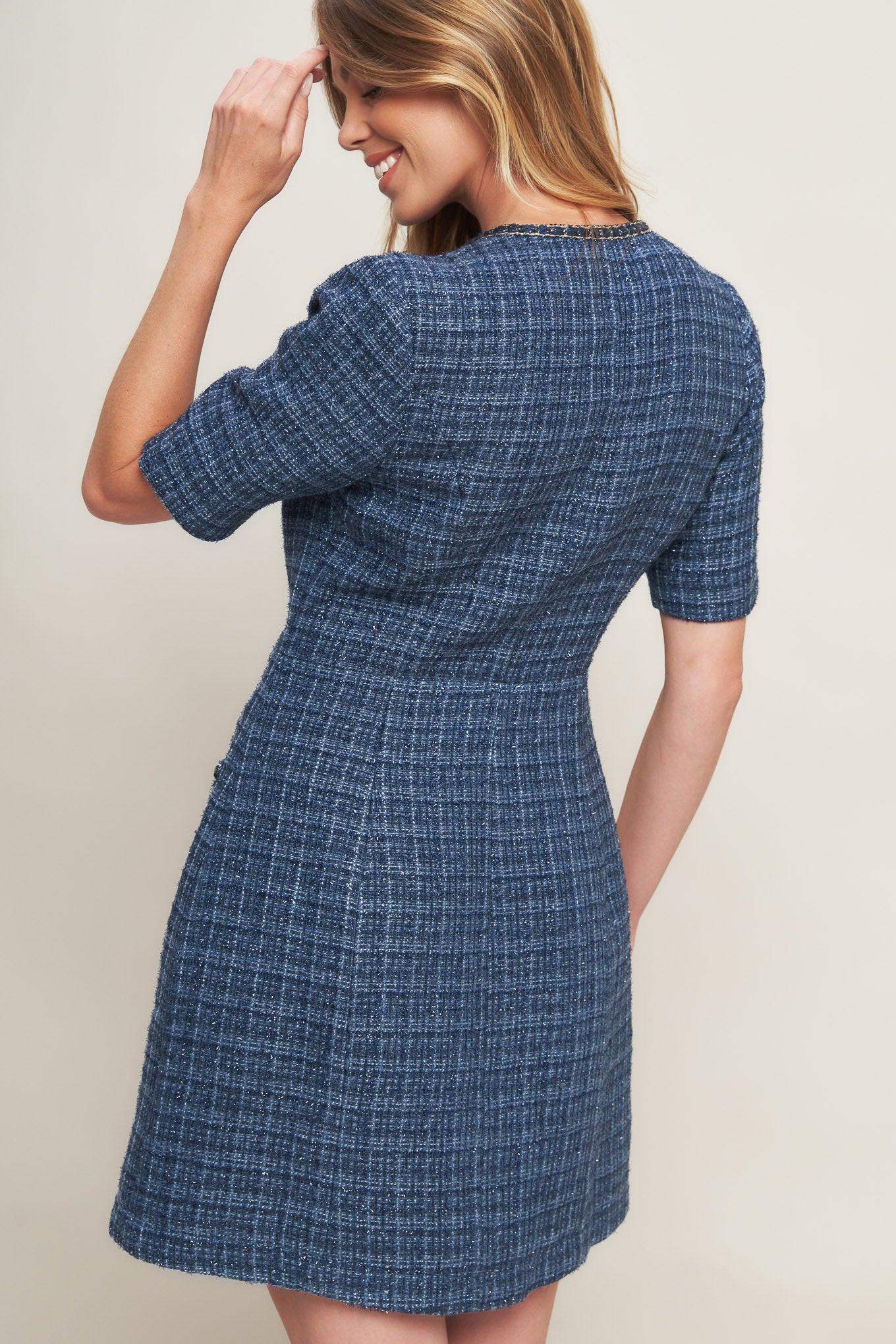 MODERN ICONIC TWEED MINI DRESS - Flying Tomato - Flyclothing LLC