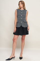 MODERN ICON TWEED WOVEN MINI DRESS - Flying Tomato - Flyclothing LLC