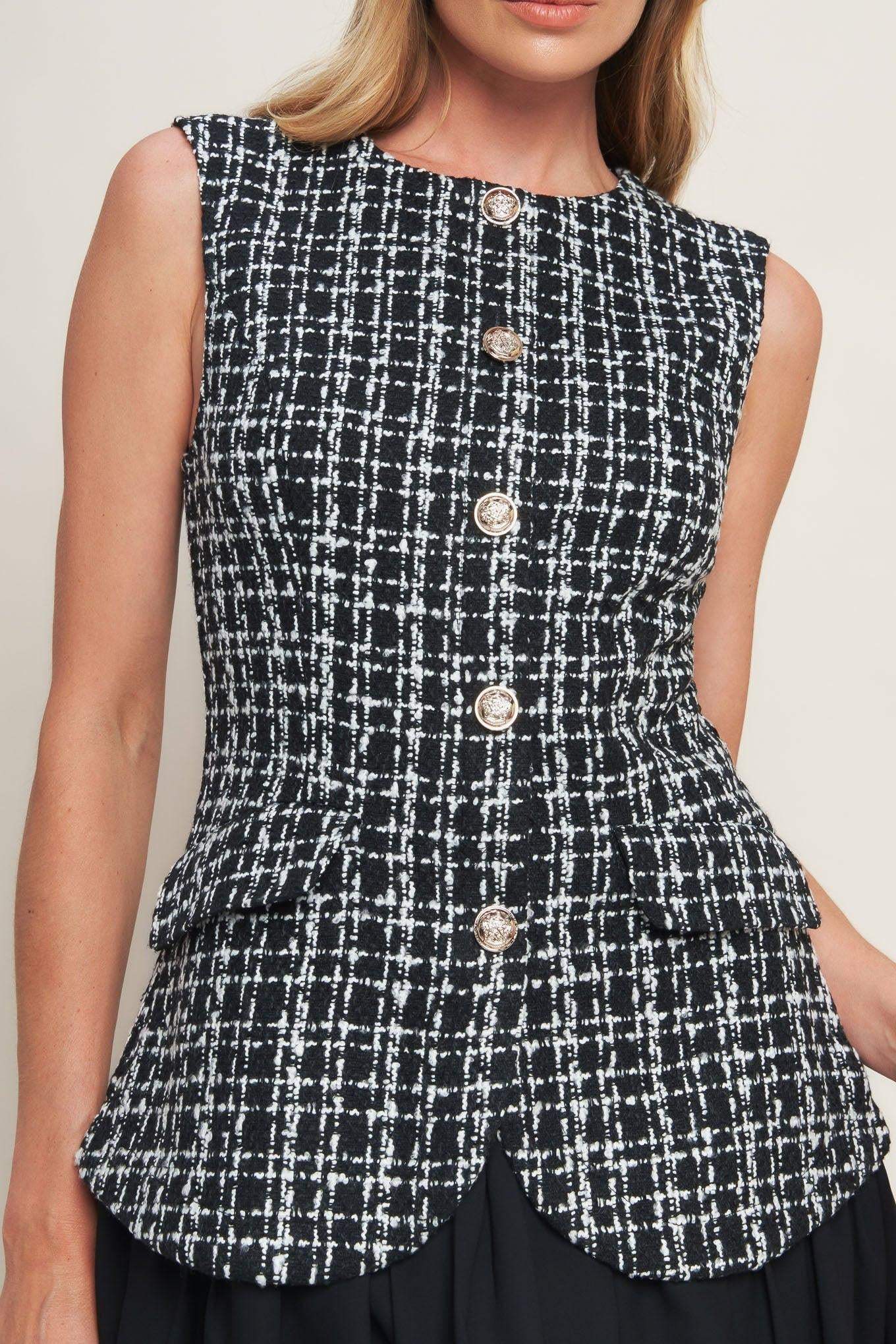 MODERN ICON TWEED WOVEN MINI DRESS - Flying Tomato - Flyclothing LLC