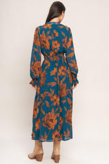 BURNISHED BOTANICA WOVEN MIDI DRESS - Flying Tomato - Flyclothing LLC