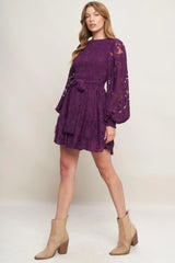PASSION PLUM WOVEN LACE MINI DRESS - Flying Tomato - Flyclothing LLC