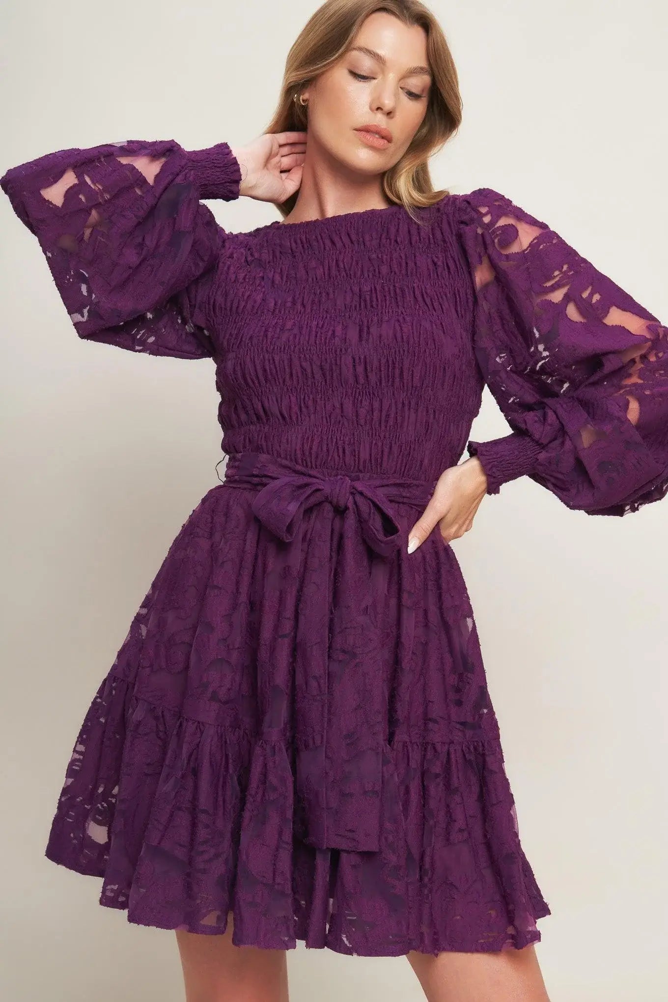 PASSION PLUM WOVEN LACE MINI DRESS - Flying Tomato - Flyclothing LLC