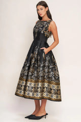 BAROQUE SPELL WOVEN MIDI DRESS - Flying Tomato - Flyclothing LLC