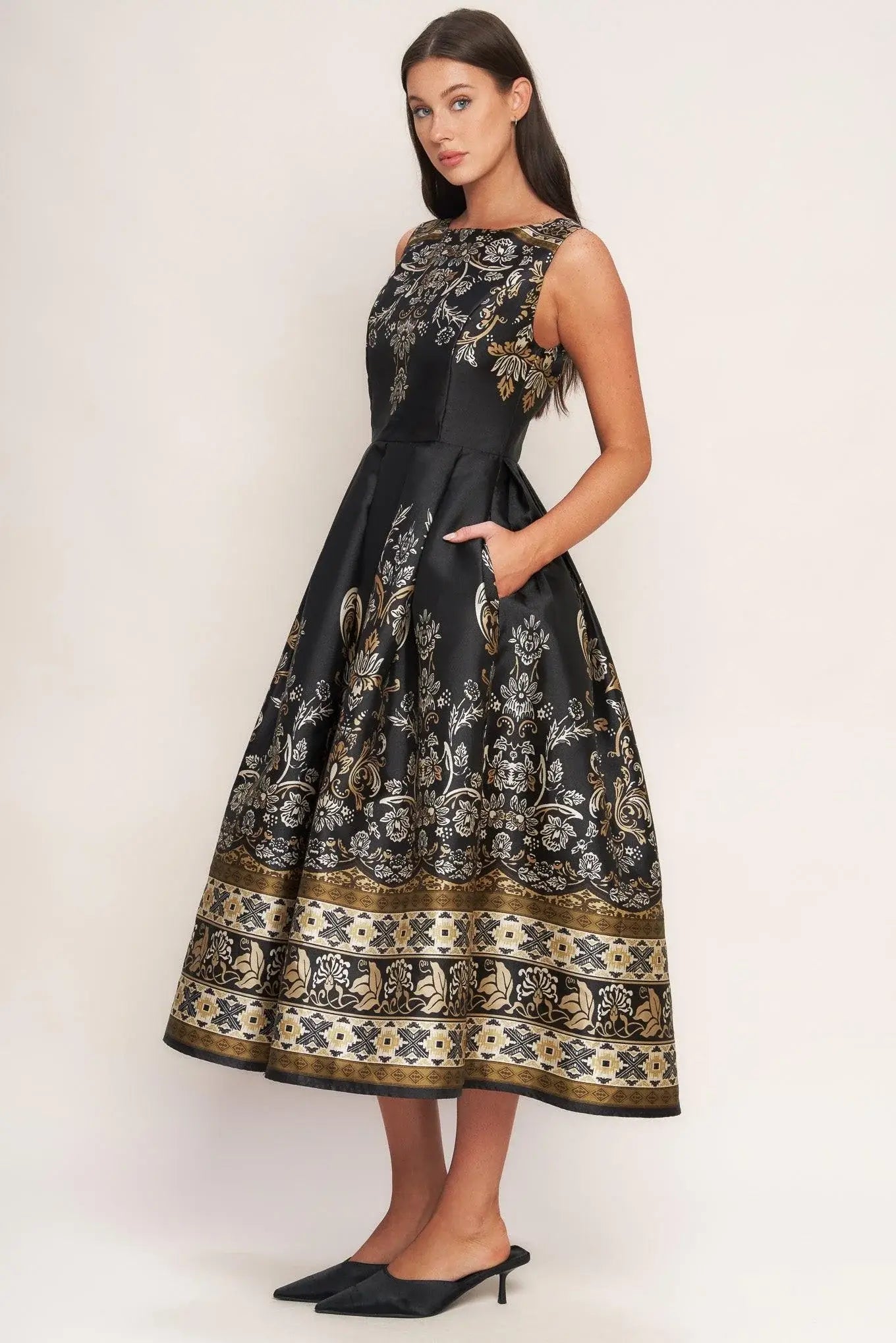 BAROQUE SPELL WOVEN MIDI DRESS - Flying Tomato - Flyclothing LLC