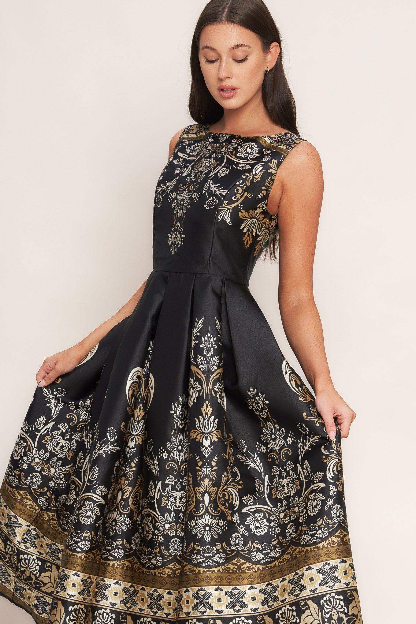 BAROQUE SPELL WOVEN MIDI DRESS - Flying Tomato - Flyclothing LLC