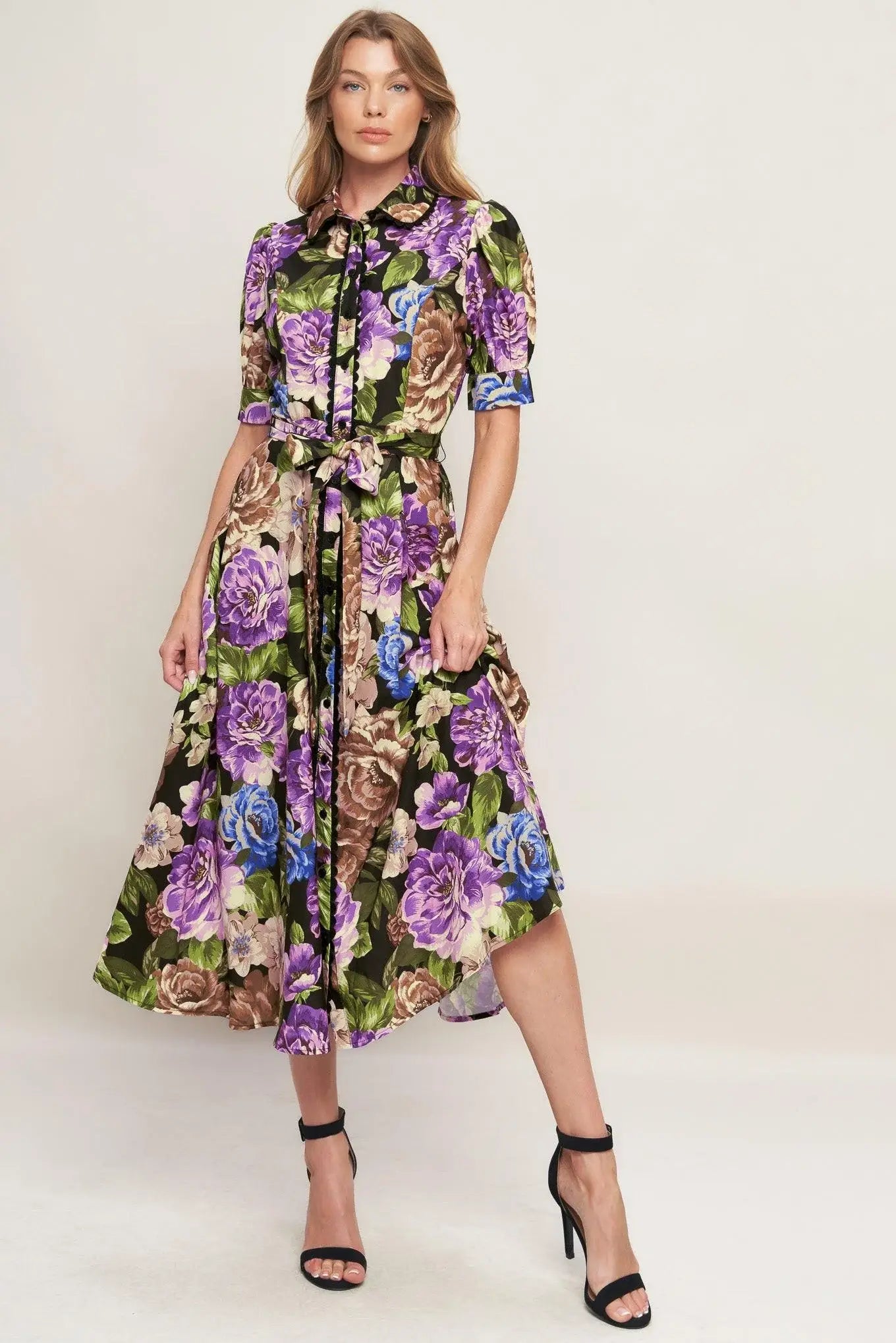 VIVID HERITAGE WOVEN MIDI DRESS - Flying Tomato - Flyclothing LLC