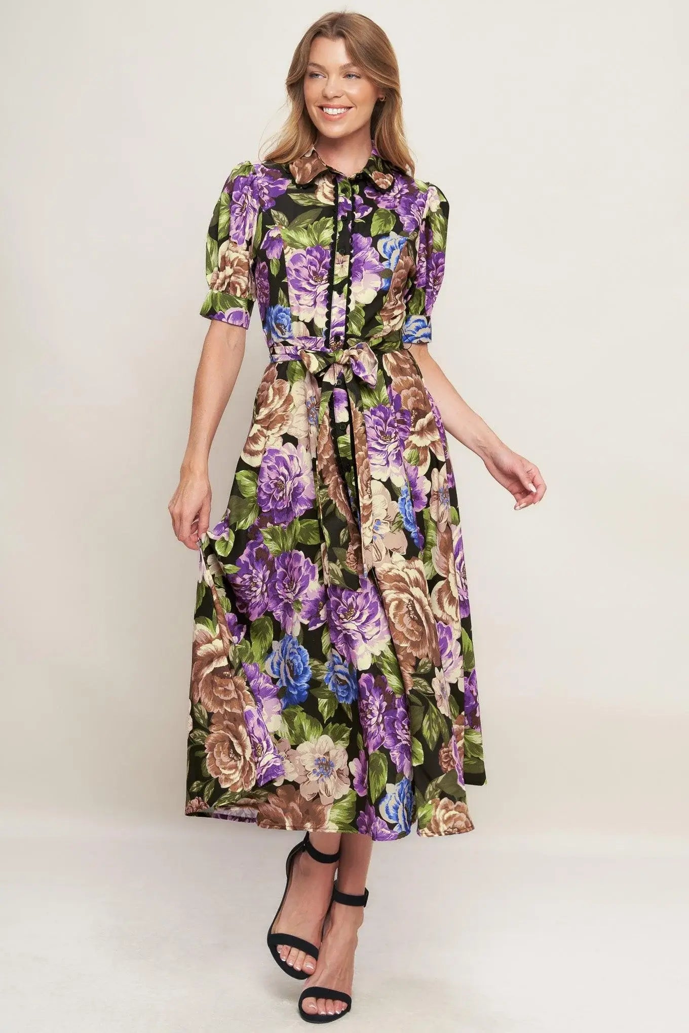 VIVID HERITAGE WOVEN MIDI DRESS - Flying Tomato - Flyclothing LLC