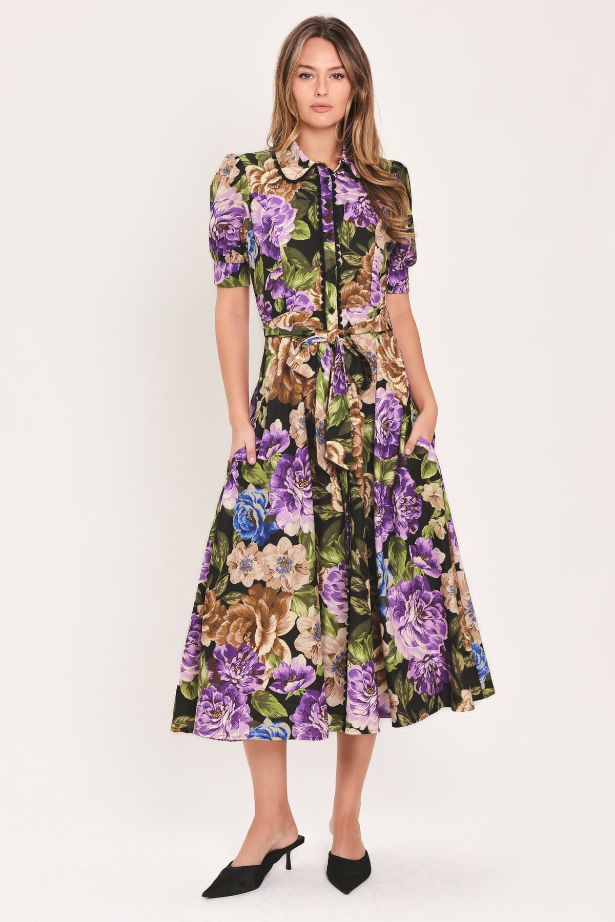 VIVID HERITAGE WOVEN MIDI DRESS - Flying Tomato - Flyclothing LLC