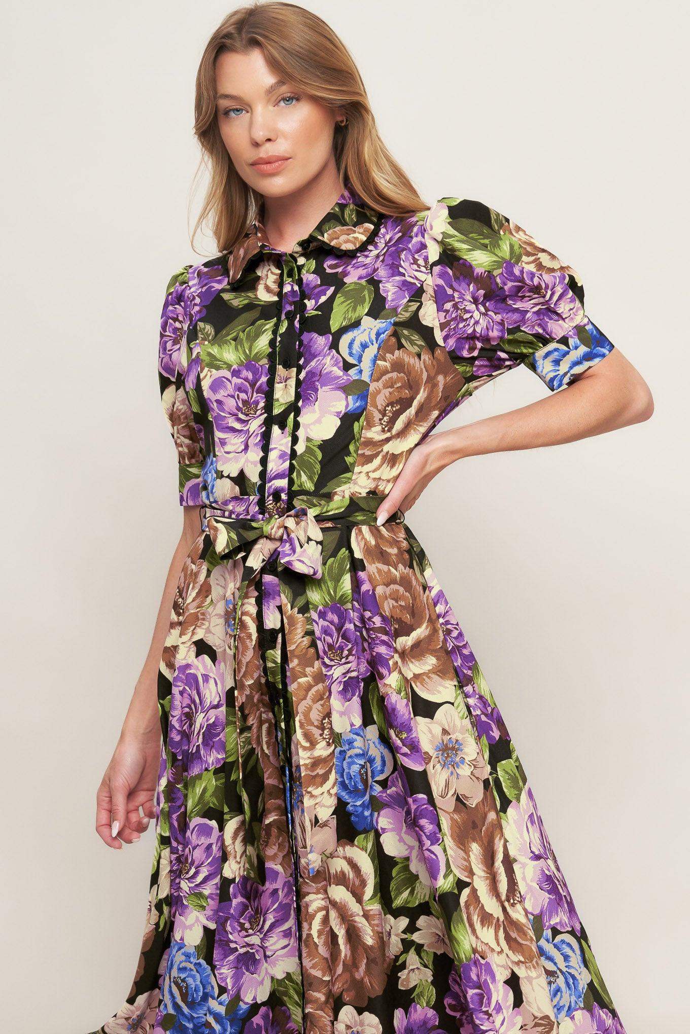 VIVID HERITAGE WOVEN MIDI DRESS - Flying Tomato - Flyclothing LLC