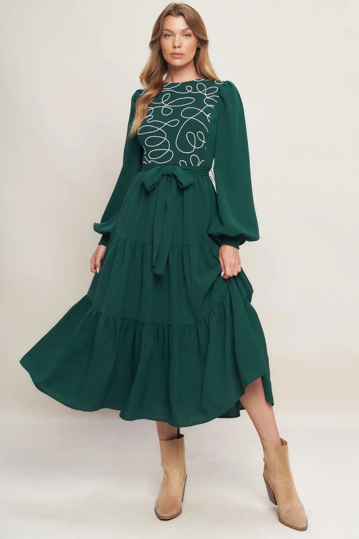 FOREST ALLURE WOVEN MIDI DRESS - Flying Tomato - Flyclothing LLC