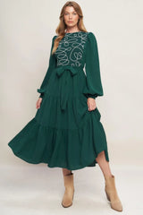 FOREST ALLURE WOVEN MIDI DRESS - Flying Tomato - Flyclothing LLC