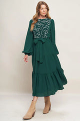 FOREST ALLURE WOVEN MIDI DRESS - Flying Tomato - Flyclothing LLC