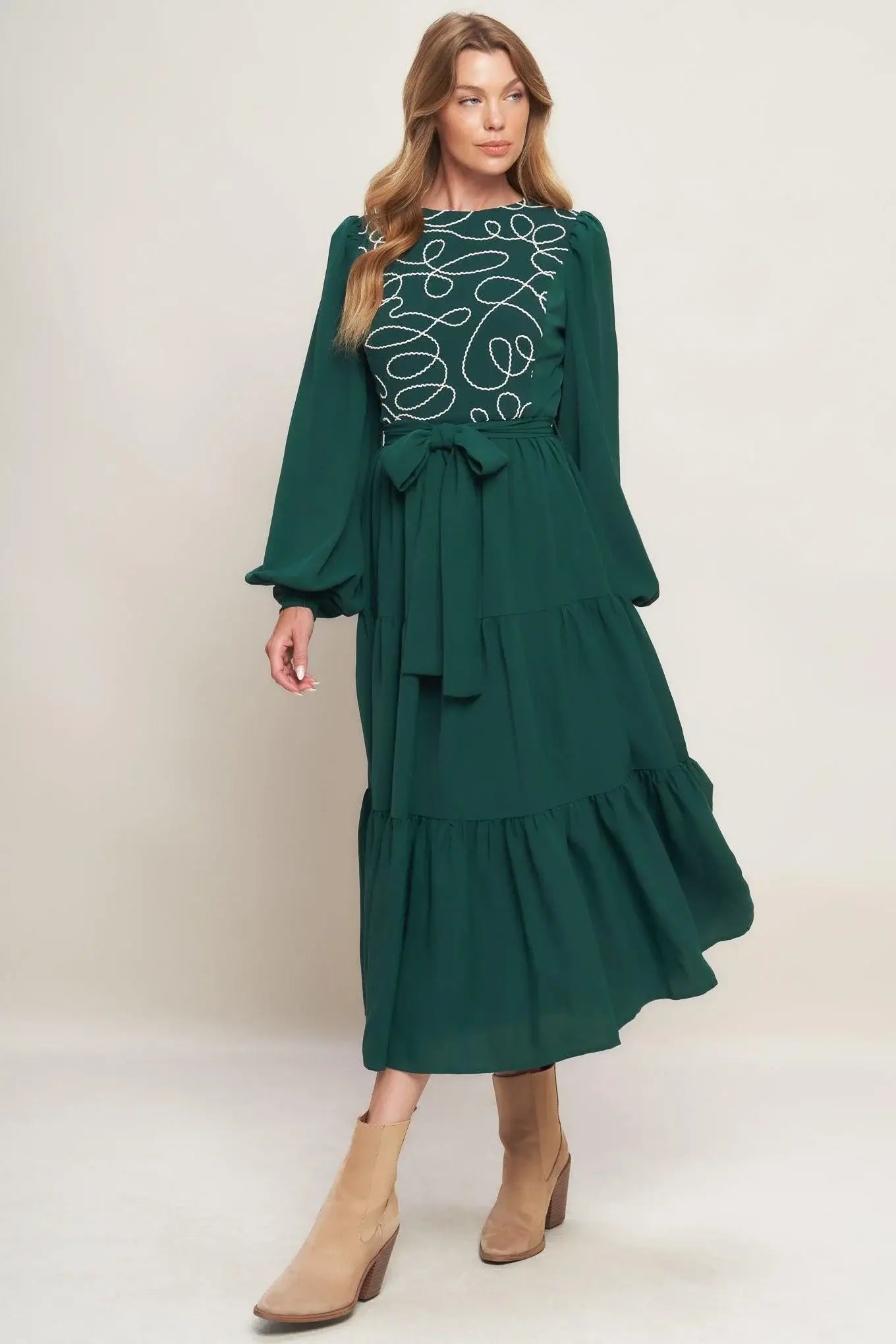 FOREST ALLURE WOVEN MIDI DRESS - Flying Tomato - Flyclothing LLC