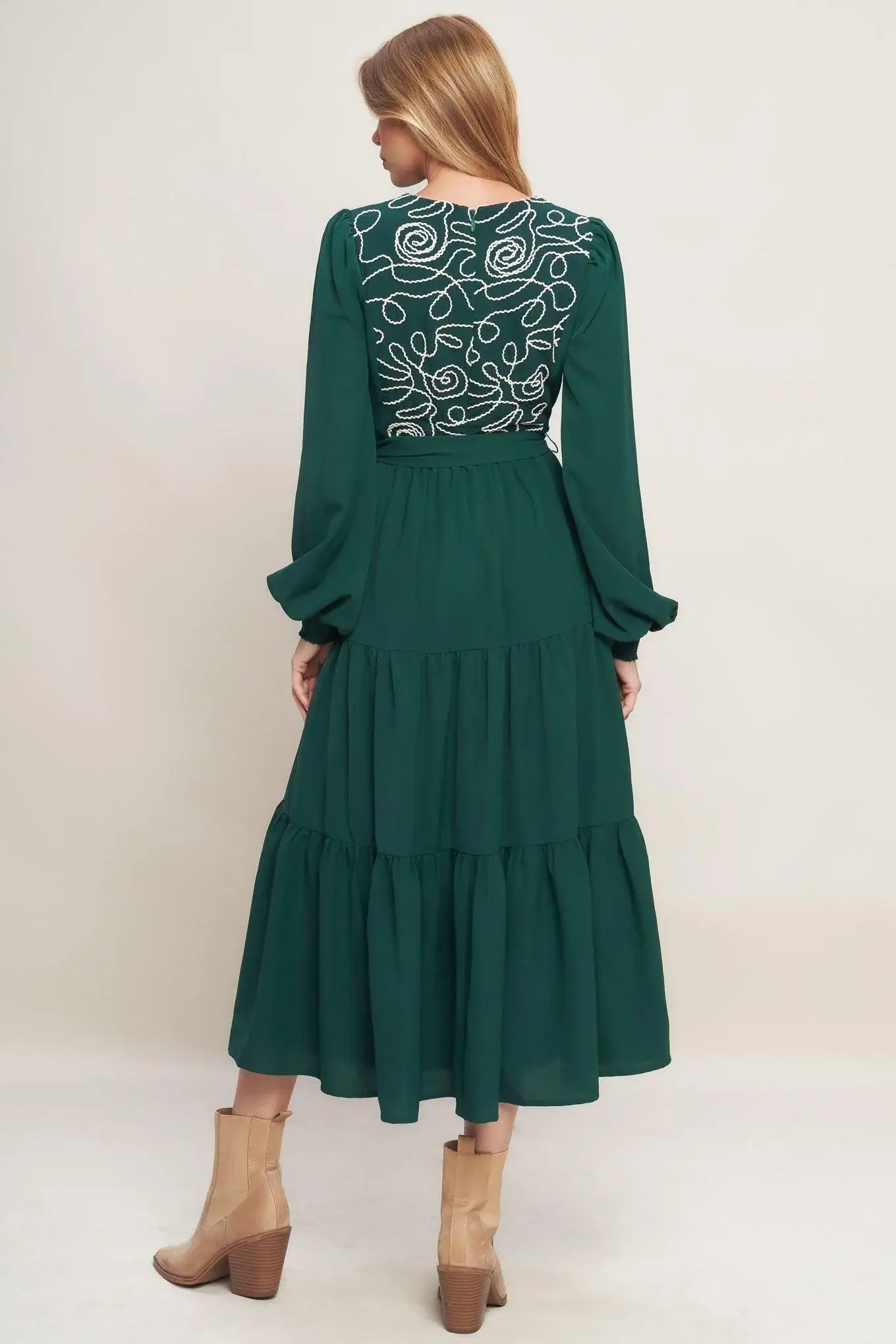 FOREST ALLURE WOVEN MIDI DRESS - Flying Tomato - Flyclothing LLC