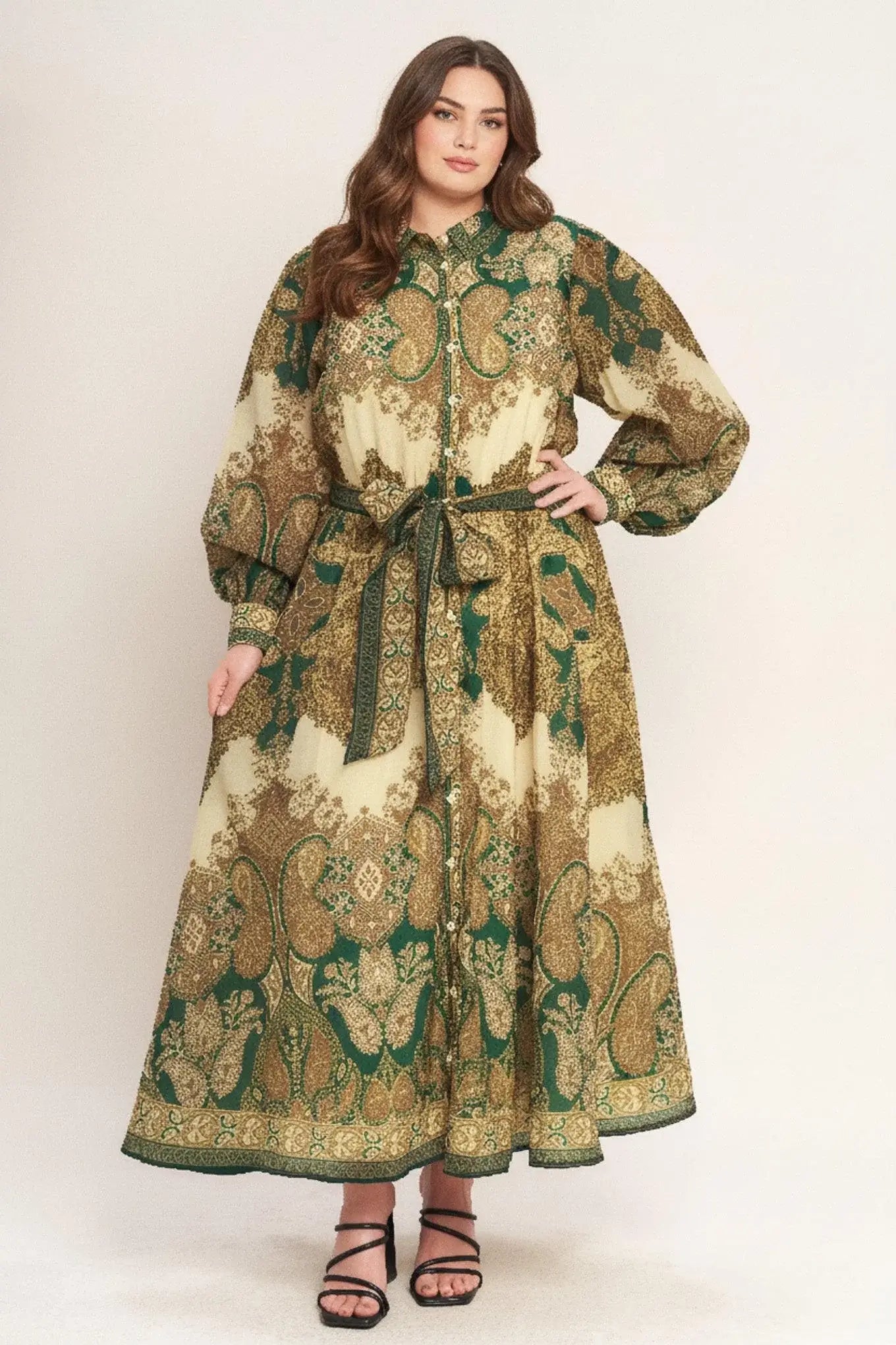 LOVELY GOLDEN VISION WOVEN MIDI DRESS - Flying Tomato - Flyclothing LLC