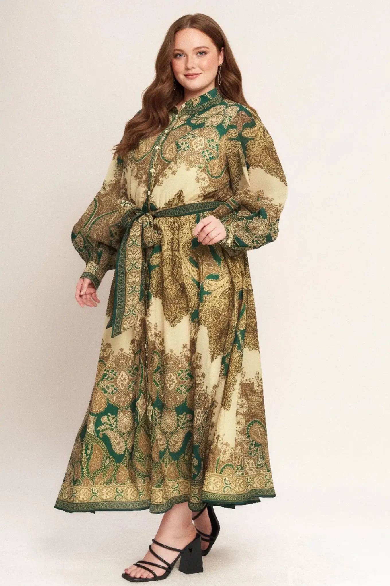 LOVELY GOLDEN VISION WOVEN MIDI DRESS - Flying Tomato - Flyclothing LLC