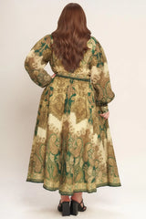 LOVELY GOLDEN VISION WOVEN MIDI DRESS - Flying Tomato - Flyclothing LLC