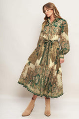 LOVELY GOLDEN VISION WOVEN MIDI DRESS - Flying Tomato - Flyclothing LLC