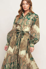 LOVELY GOLDEN VISION WOVEN MIDI DRESS - Flying Tomato - Flyclothing LLC