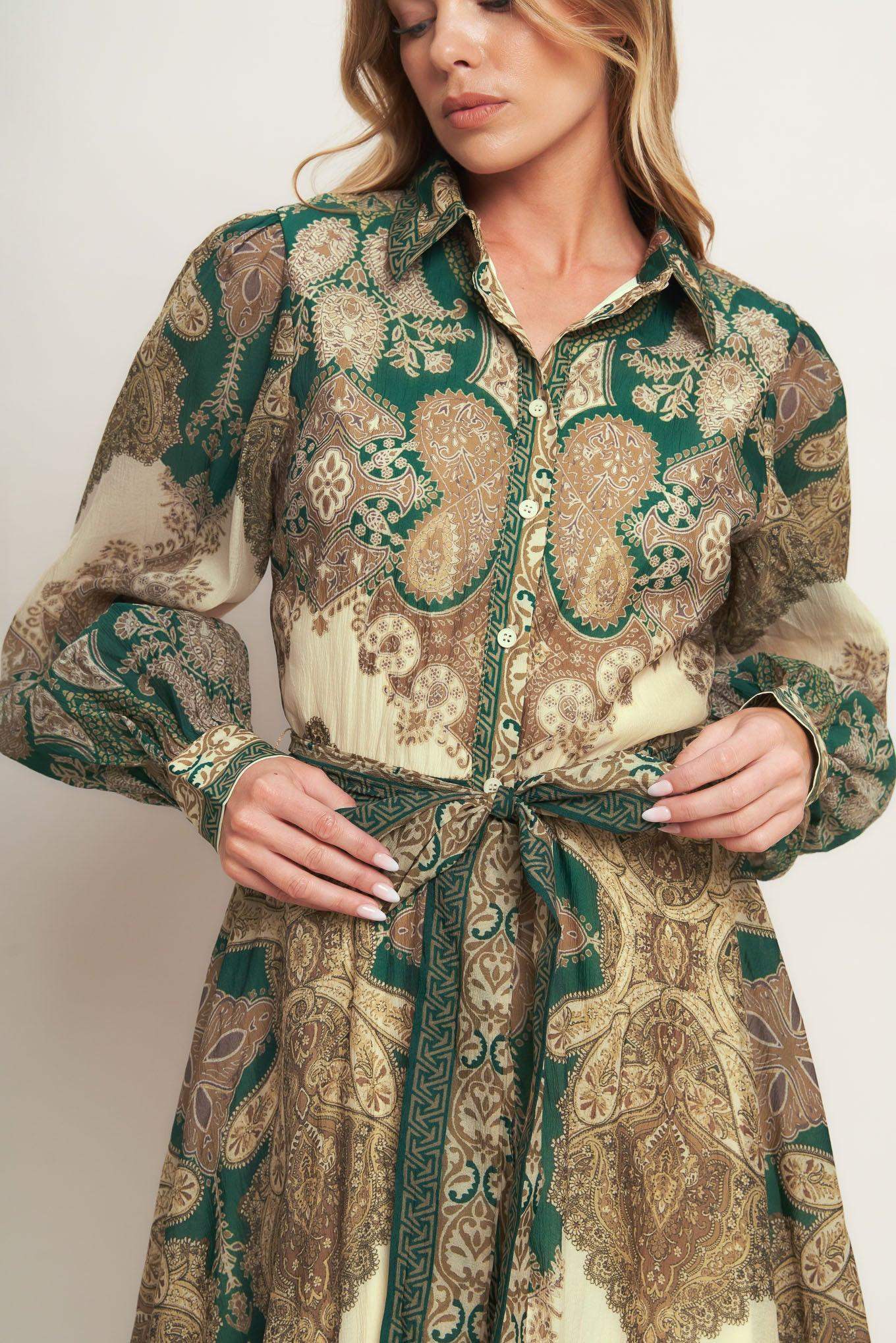 LOVELY GOLDEN VISION WOVEN MIDI DRESS - Flying Tomato - Flyclothing LLC