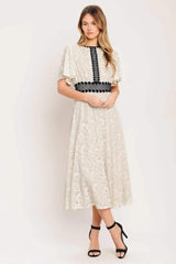 PETITE LUNE WOVEN LACE MIDI DRESS - Flying Tomato - Flyclothing LLC