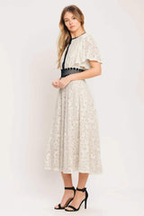 PETITE LUNE WOVEN LACE MIDI DRESS - Flying Tomato - Flyclothing LLC